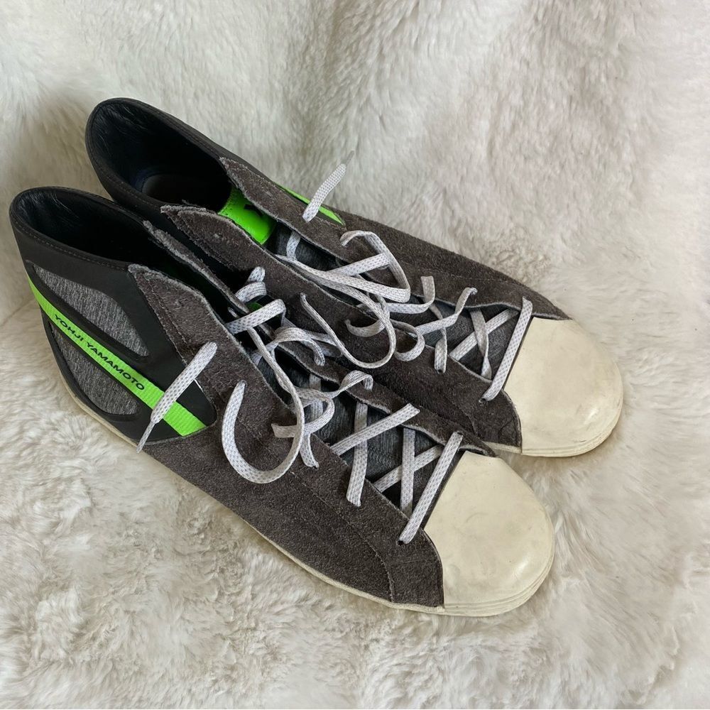 Adidas Y-3 Yohji Yamamoto Smooth High Top Lace Up Sneakers Gray Men's Size 11.5